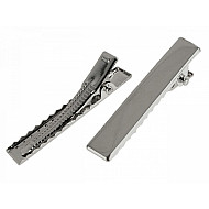 Alligator Hair Clip, length 40 mm, platinum, 5 pc.