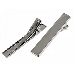 Alligator Hair Clip, length 40 mm, platinum, 5 pc.