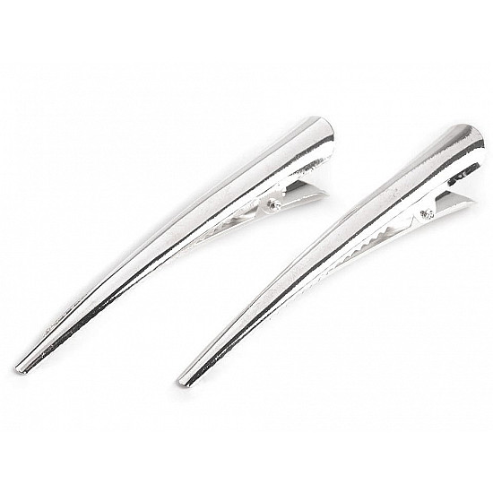 Alligator Hair Clip with Teeth 75 mm, silver, 4 pc.