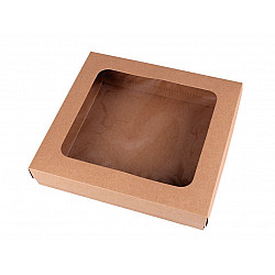 Paper Box with See-through Window (package 4 pc.) - natural brown