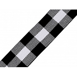 Elastic lat carouri la metru, lățime 40 mm - alb-negru