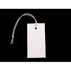 Paper Price Tags 18x36 mm with elastic string (package 200 pc.) - white