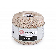 Cotton Crochet Yarn Violet 50 g, lightbeige