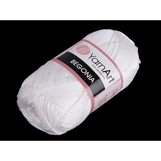 Cotton Knitting Yarn Begonia 50 g - white