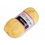 Cotton Knitting Yarn Begonia 50 g - white yellow