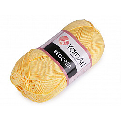 Cotton Knitting Yarn Begonia 50 g - white yellow