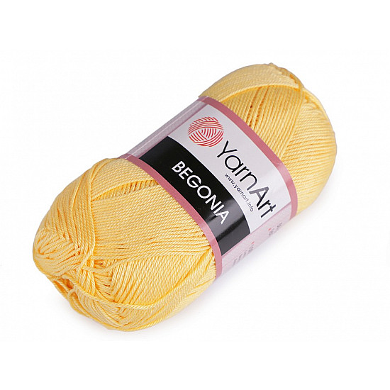 Cotton Knitting Yarn Begonia 50 g - white yellow