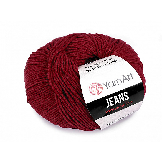 Knitting Yarn Gina / Jeans 50 g - bordeaux