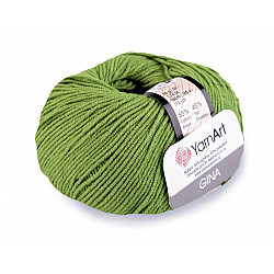 Knitting Yarn Gina / Jeans 50 g - green khaki