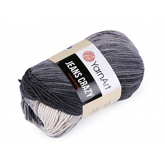 Knitting yarn Jeans Crazy 50 g, grey