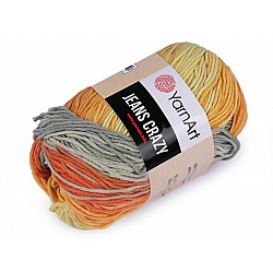 Knitting yarn Jeans Crazy 50 g, orange-yellow