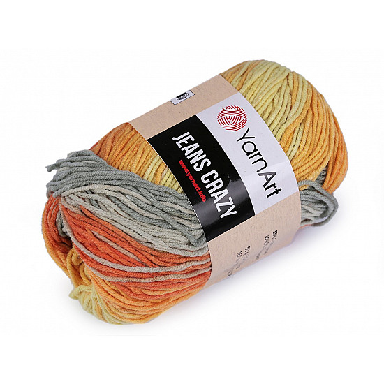 Knitting yarn Jeans Crazy 50 g, orange-yellow