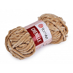 Knitting Yarn 100 g Chenille, beige camel