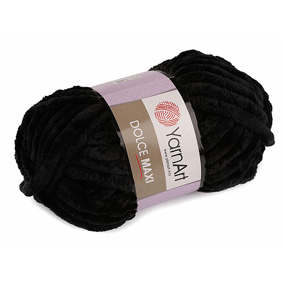 Chenille Knitting Yarn Dolce Maxi 200 g, black