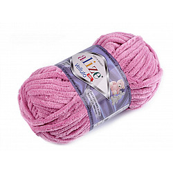 Knitted chenille yarn Alize Velluto 100 g, pink middle