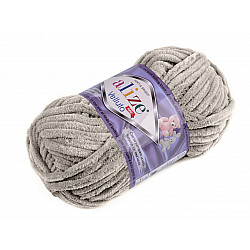 Knitted chenille yarn Alize Velluto 100 g, taupe