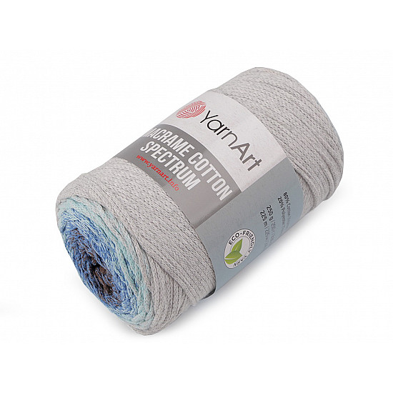 Twisted Knitting Yarn Macrame Cotton Spectrum 250 g, very light grey