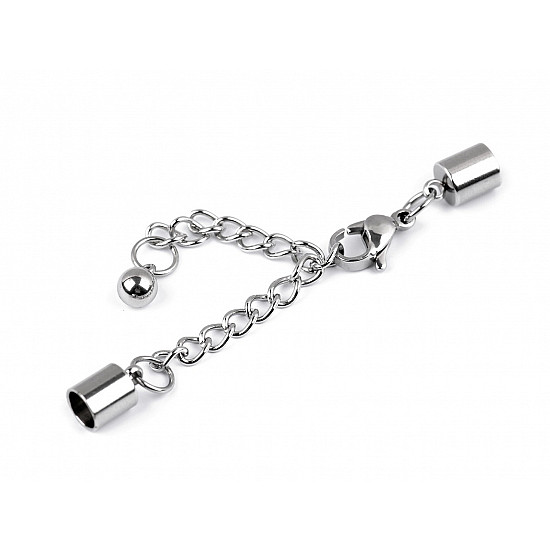 Set - Lobster Clasp with Extension Chain, platinum