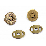 Round Magnetic Snaps Ø10 mm, vintage brass, 5 set