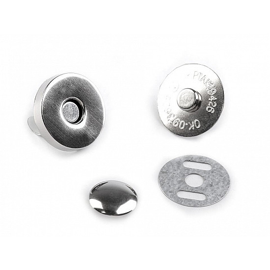 Round Magnetic Snaps Ø18 mm, nickel, 2 set