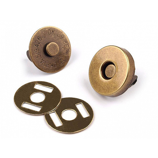 Magnetic Snap Closures Ø14 mm antique brass, vintage brass, 5 set