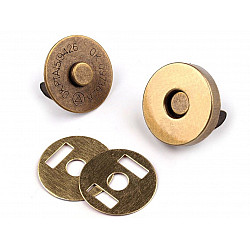 Magnetic Snap Closures Ø18 mm antique brass, vintage brass, 5 set