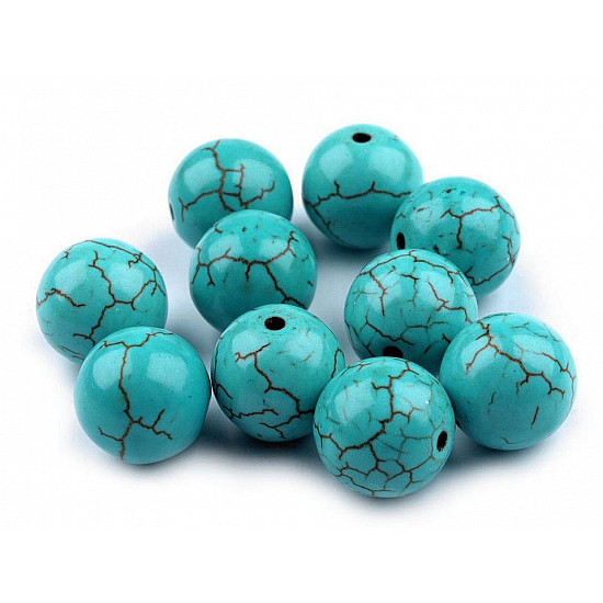 Howlit Mineral Beads, imitation Turquoise Ø12 mm (package 15 pc.)