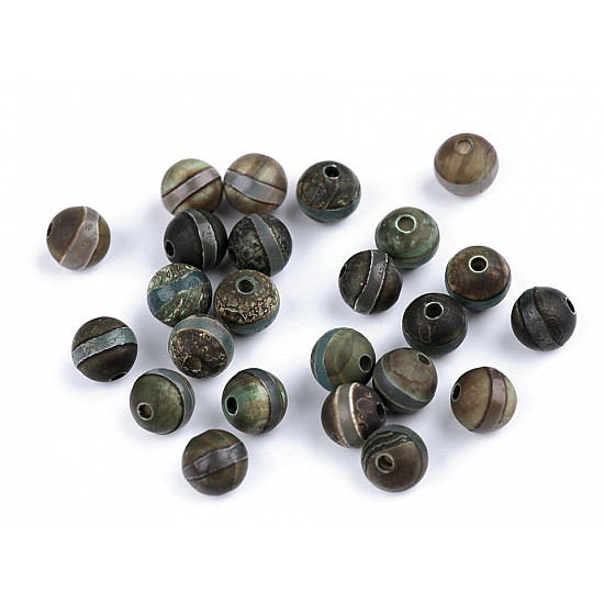 Natural Mineral / Gemstone Beads Tibetan Agate striped Ø8 mm (package 15 pc.)