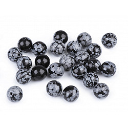 Natural Mineral / Gemstone Beads Snowflake Obsidian Ø8 mm (package 11 pc.)