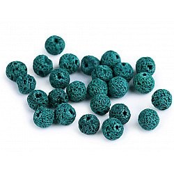 Synthetic lava, dyed Ø8 mm (package 12 pc.) - green turquoise