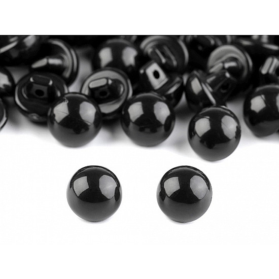 Black Dome Buttons Eyes 15, black, 20 pc.