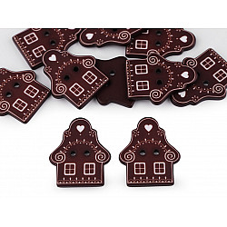 Decorative Button - cottage, brown, 10 pc.