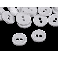 Plastic 2-hole Shirt Buttons size 18', white, 100 pc.