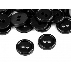 Plastic 2-hole Shirt Buttons size 18', black, 100 pc.