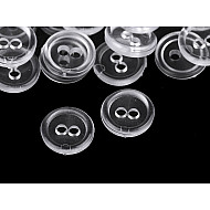 Plastic 2-hole Shirt Buttons size 18', Transparent, 100 pc.