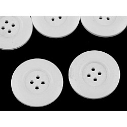 Wooden Decorative Button 4-hole, white, 10 pc.