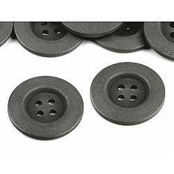 Wooden Decorative Button 4-hole, dark grey, 10 pc.