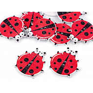 Wooden Decorative Button Animals - ladybird, red, 10 pc.