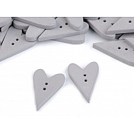 Wooden Decorative Button Heart, grey, 10 pc.