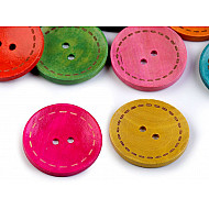 Wooden Decorative Button, mix of colours, 20 pc.