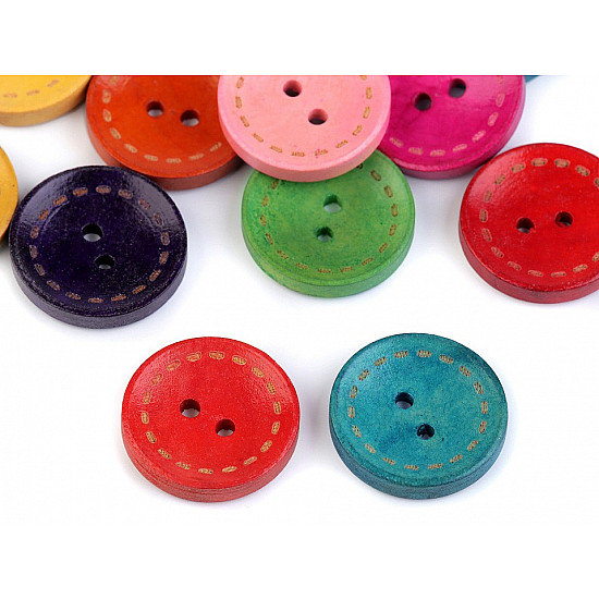 Wooden Decorative Button, mix of colours, 25 pc.