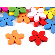 Wooden Decorative Button Bloom, mix of colours, 10 pc.