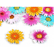 Decorative Wooden Button Flower, mix of colours, 25 pc.