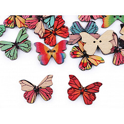 Decorative Wooden Button Butterfly, mix, 10 pc.