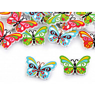 Wooden Decorative Button Butterfly, mix, 50 pc.