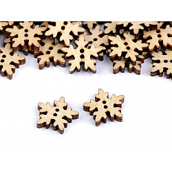 Wooden Decorative Button Snowflake, ivory, 10 pc.