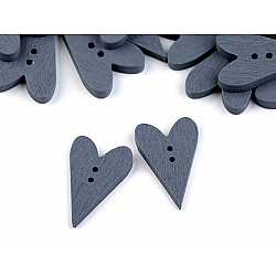 Wooden Decorative Button Heart, gray, 10 pc.