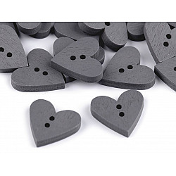 Wooden Decorative Button Heart, dark grey, 10 pc.