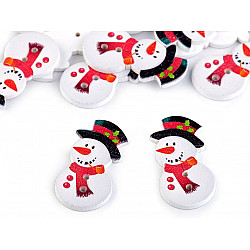 Wooden Decorative Button Snowman, white, 5 pc.