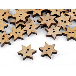 Wooden Decorative Button Star, ivory, 10 pc.